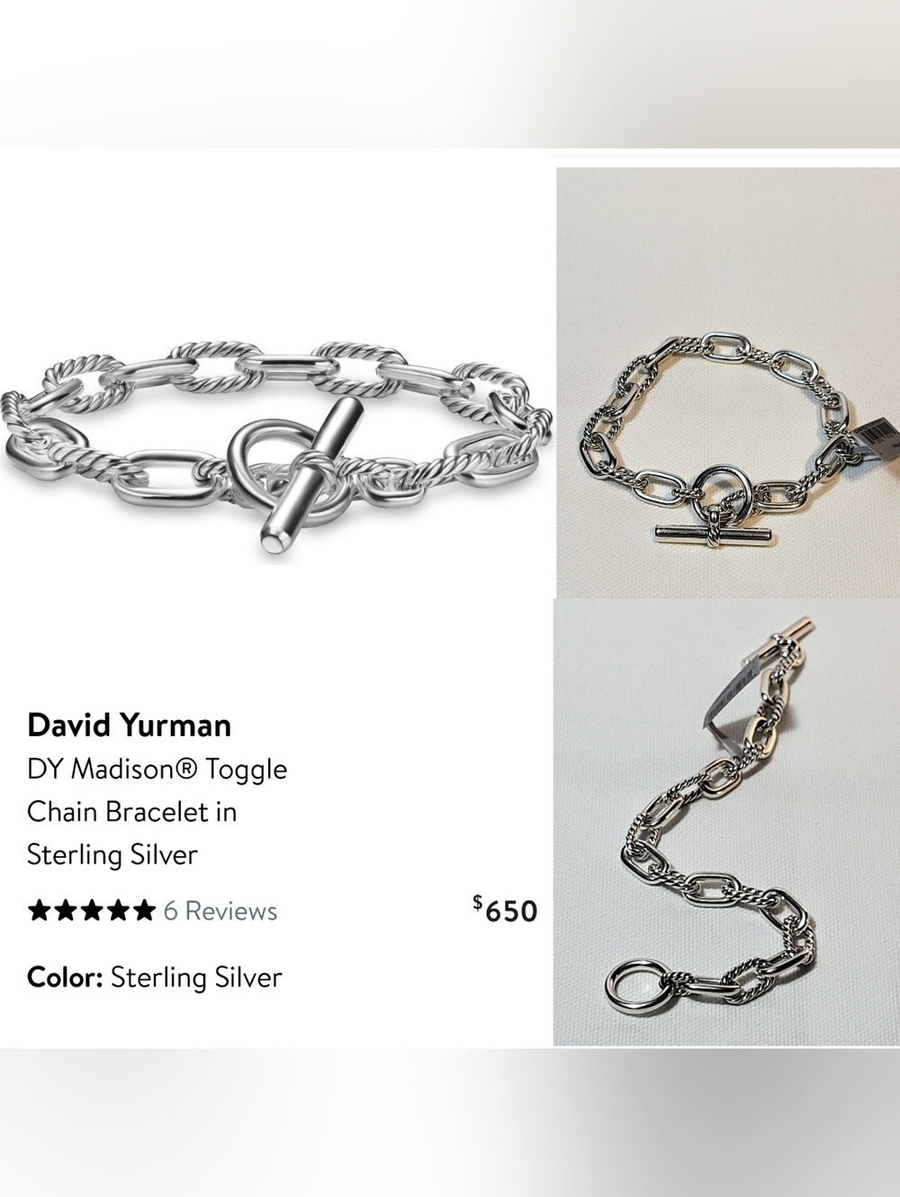 David Yurman Cable Link Toggle Bracelet in Sterling Silver.#003